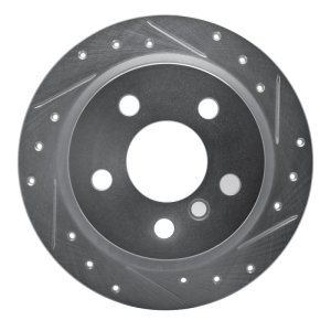 Mini Cooper Brake Rotor (1) - Rear Right - R1 Concepts - Drilled & Slotted - Silver - `14-`24